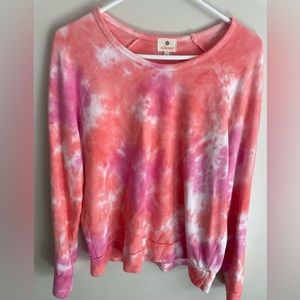 SUNDRY women’s tie-dye sweatshirt, orange pink size 2 pullover top